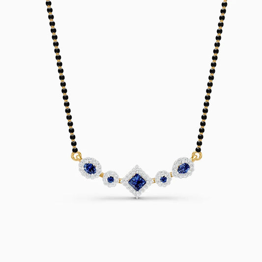 Royal Blue Sapphire and Lab Diamond Mangalsutra