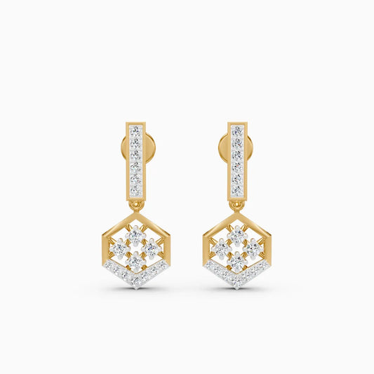 GeoGlint Hexagon Structured Shine Earrings