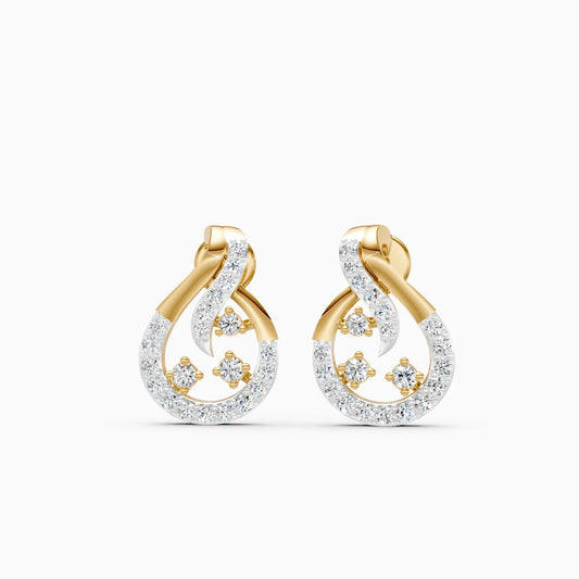 Swirl and Bloom Diamond Stud Earrings