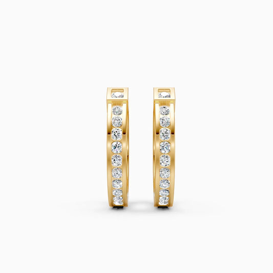 Elegant Sparkle Line Diamond Hoop Earrings