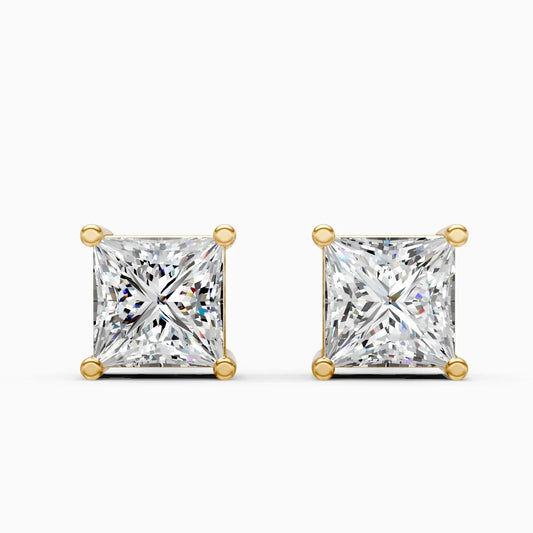 Minimalist Princess Diamond Stud Earrings