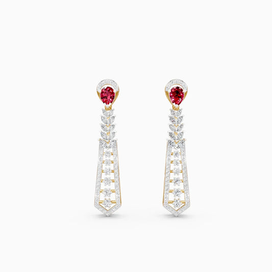 Pear Ruby Style Tear Drop Earrings