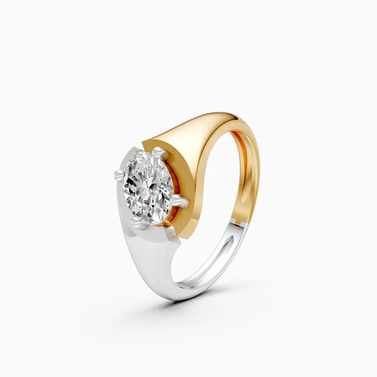 Oval Bypass Solitaire Ring