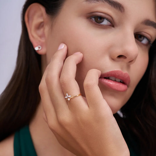 Floral Leaf Open Diamond Ring