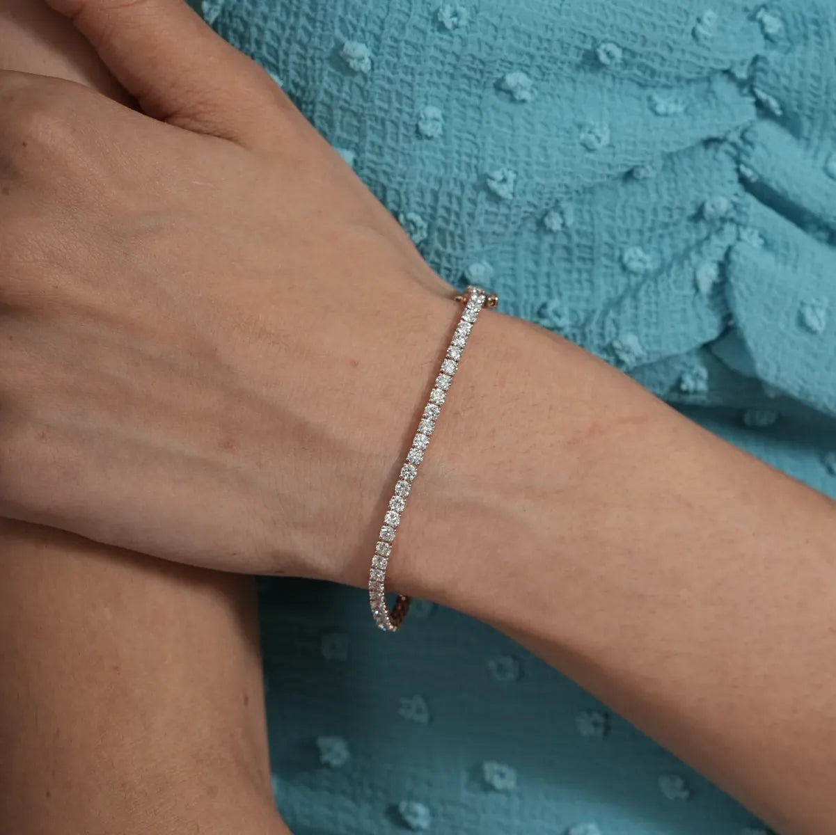 Round Full Eternity Diamond Tennis Bracelet