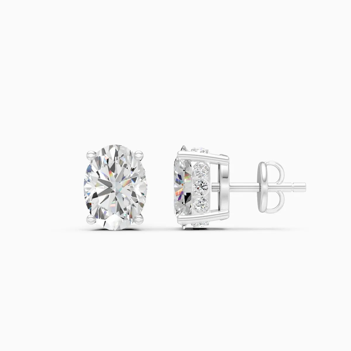 Trendy Oval-Solitaire With Mini Diamond Stud