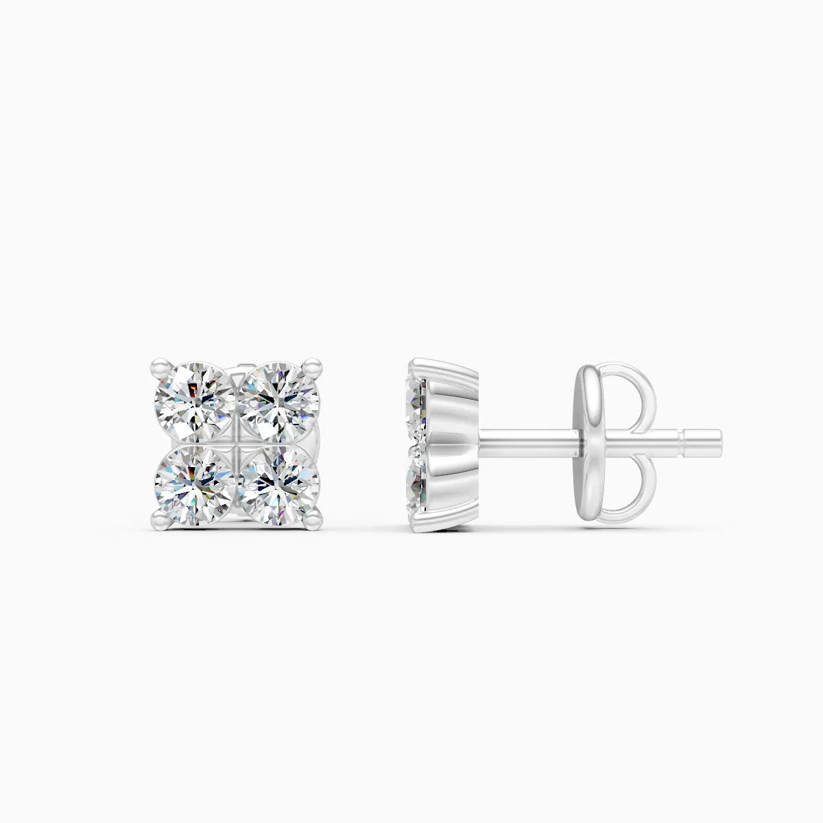 Four Lab Grown Diamond Clover Studs In Rose Gold