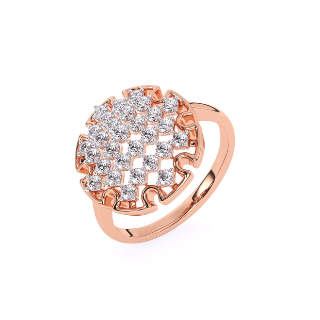 Flower Diamond Cluster Ring in 14k Rose Gold By Ayaani Diamonds
