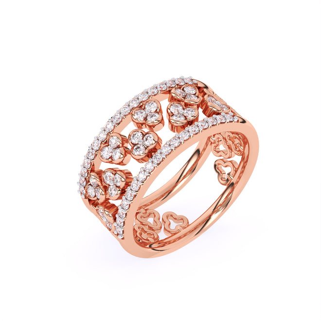 14k Rose Gold Lab Grown Diamond Floral Art Deco Engagement Ring