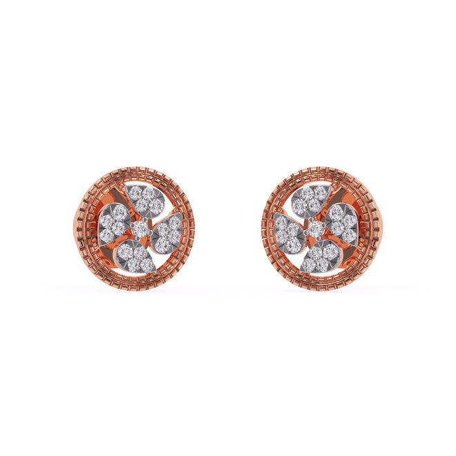 Vintage Style Round Cut Lab Grown Diamond Stud Earrings