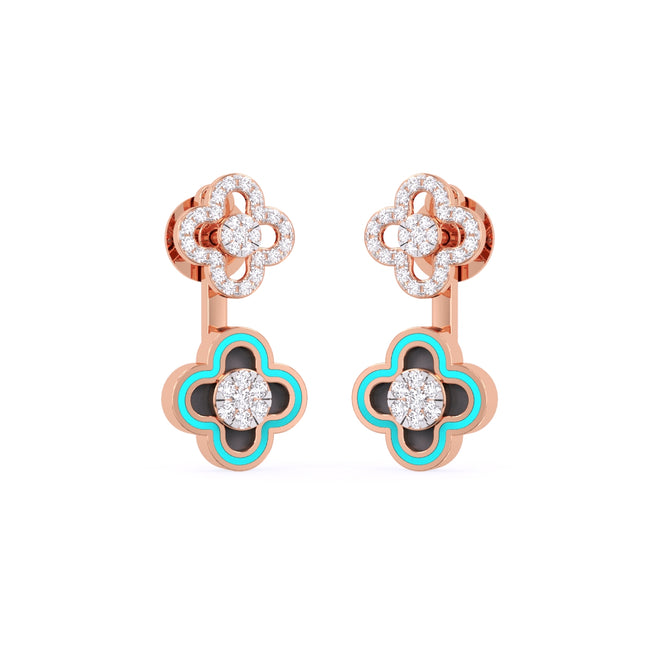 Unique Rose Gold Diamond Dangler Earrings