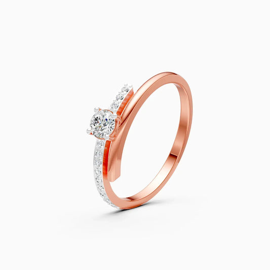 Sweeping Curve Solitaire Ring