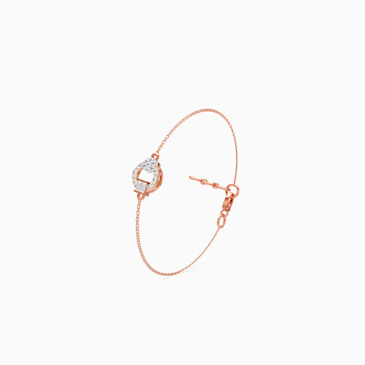 Open Circle Baguette Light weight Bracelet