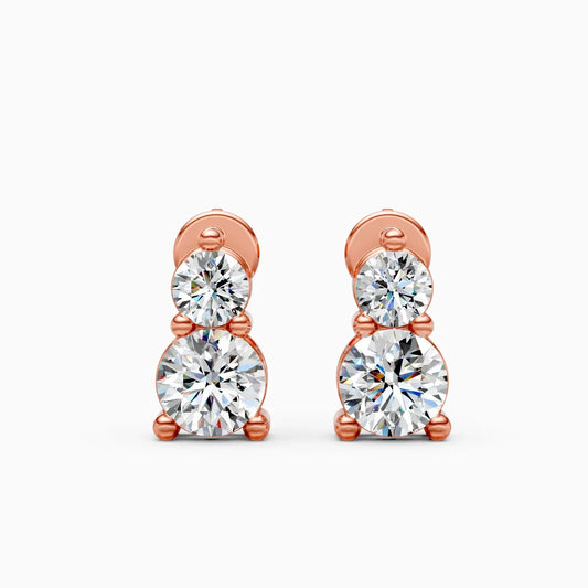 Twin Diamond Stud Earrings – Bold & Petite