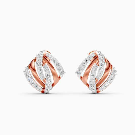 Criss-Cross Shine Diamond Stud Earrings