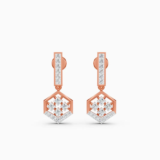 GeoGlint Hexagon Structured Shine Earrings