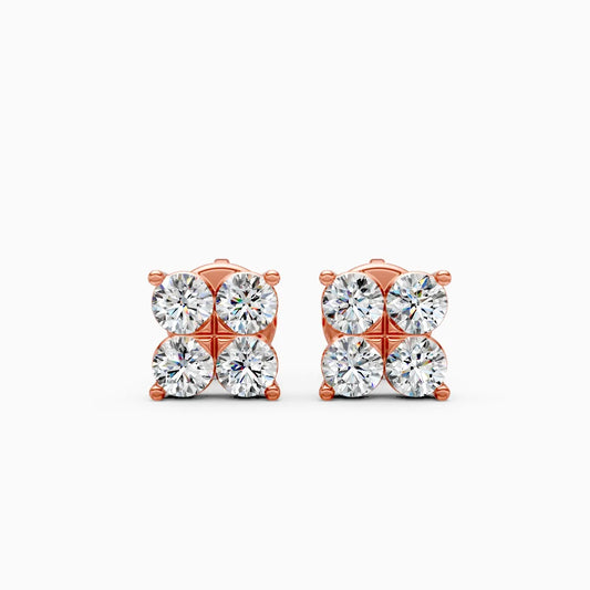 Four Lab Grown Diamond Clover Studs In Rose Gold