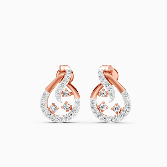 Swirl and Bloom Diamond Stud Earrings