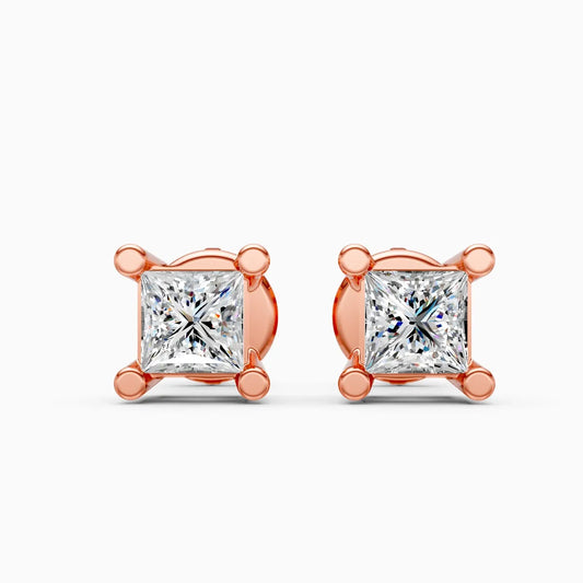 Princess Cut Solitaire Diamond Stud Earrings
