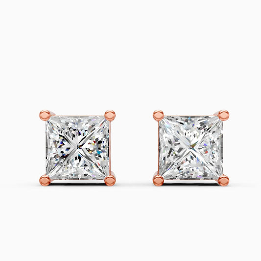Minimalist Princess Diamond Stud Earrings