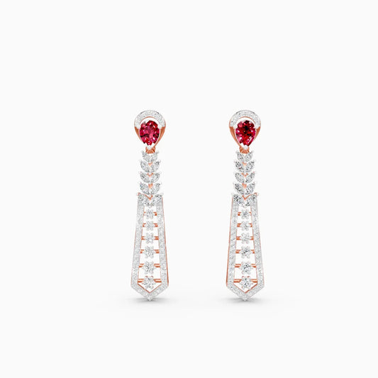 Pear Ruby Style Tear Drop Earrings