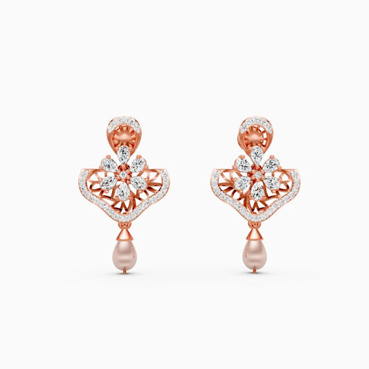 Celeste Crown Diamond Earrings with Floral Design