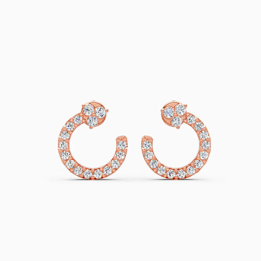 Diamond Crescent Stud Earrings with Sparkle