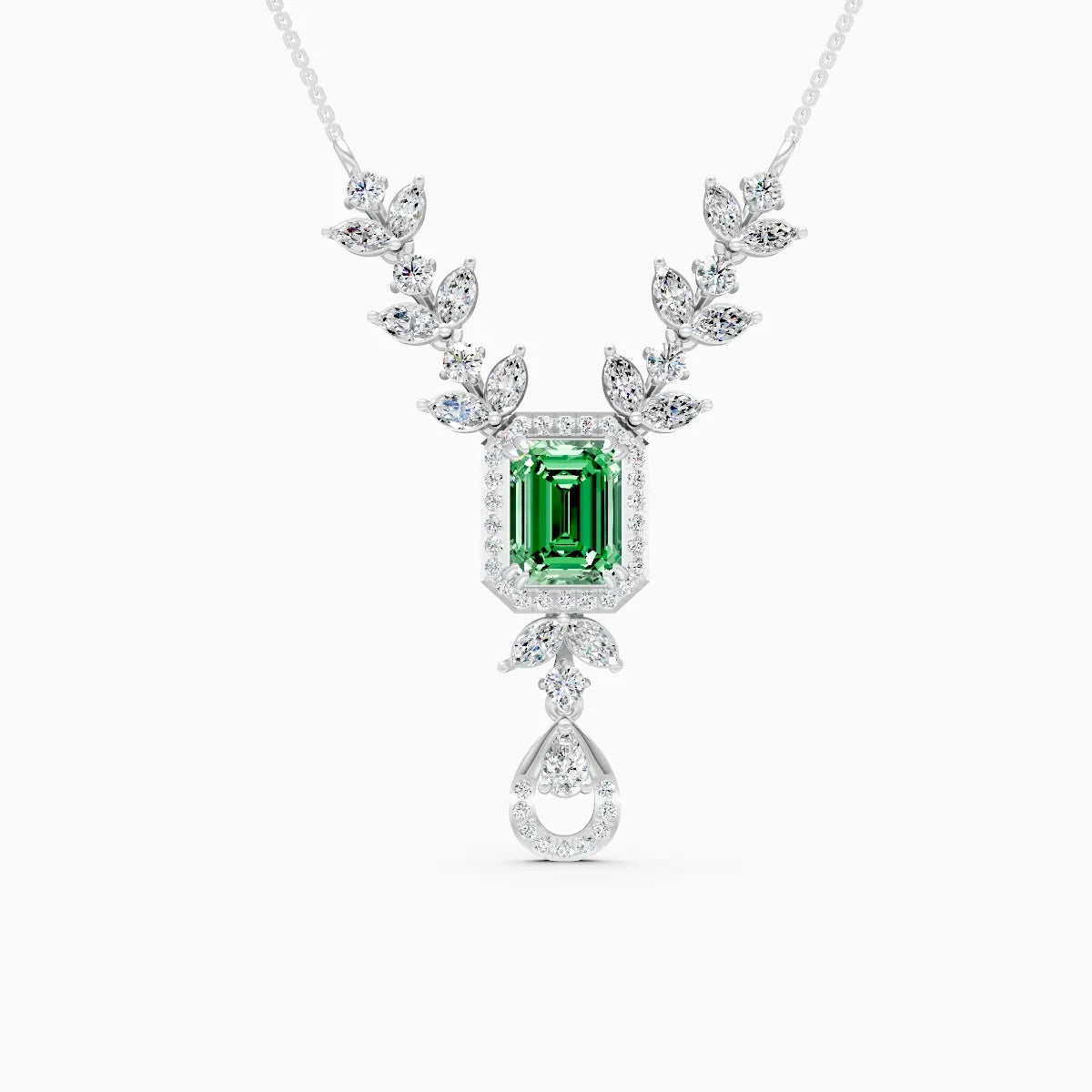 Emerald Elegance Gold Lab Diamond Necklace