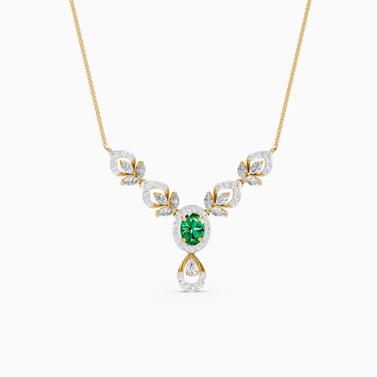 Elegant Teardrop Marquise Leaf Shape And Oval-Cut Lab Diamond Pendant