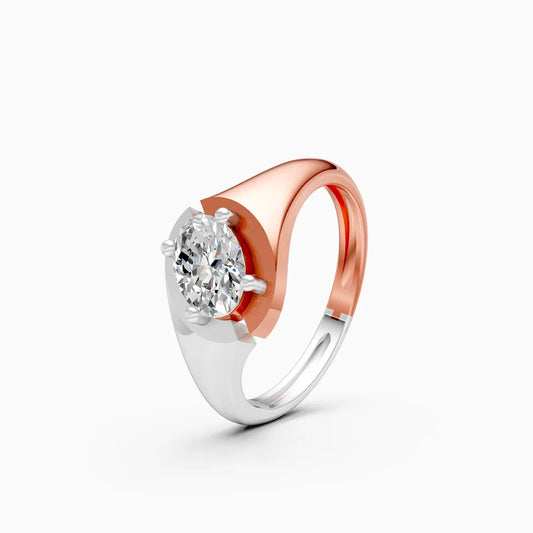 Oval Bypass Solitaire Ring