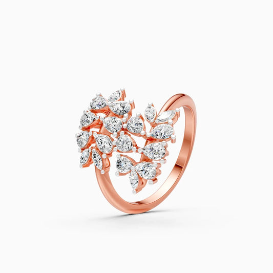 Leaf Style Diamond Cluster Ring