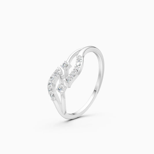 Round Diamond Wave Bypass Ring
