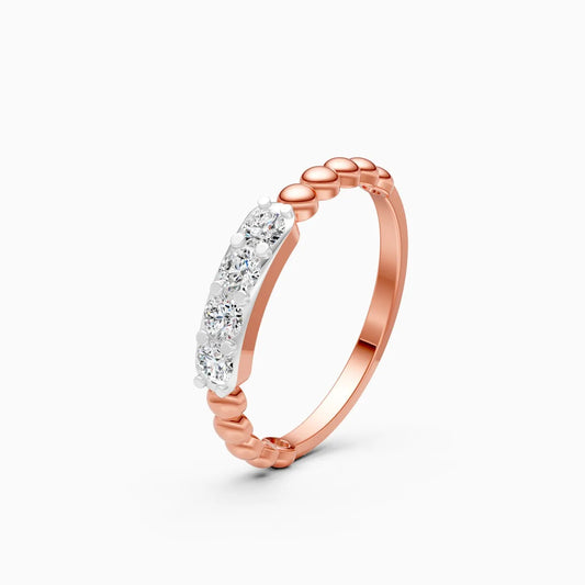 Beaded Bar Diamond Ring