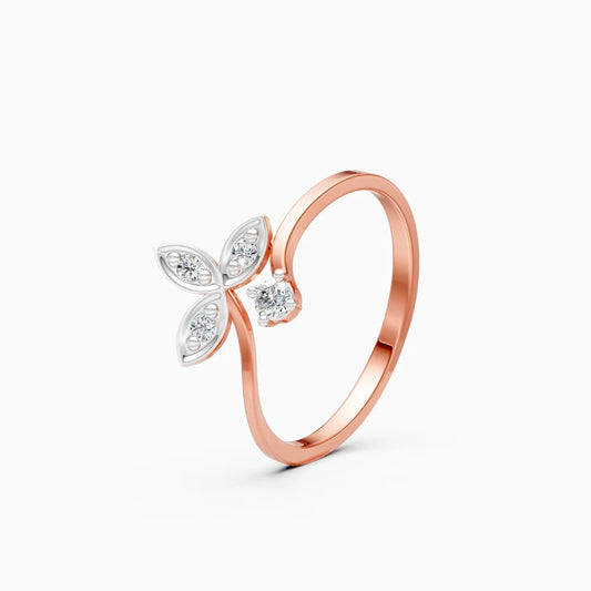 Floral Leaf Open Diamond Ring