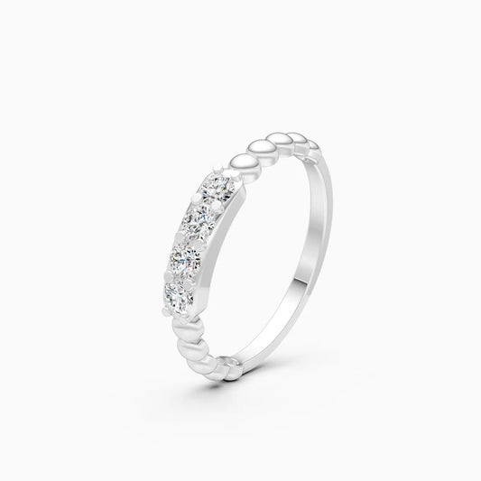 Beaded Bar Diamond Ring