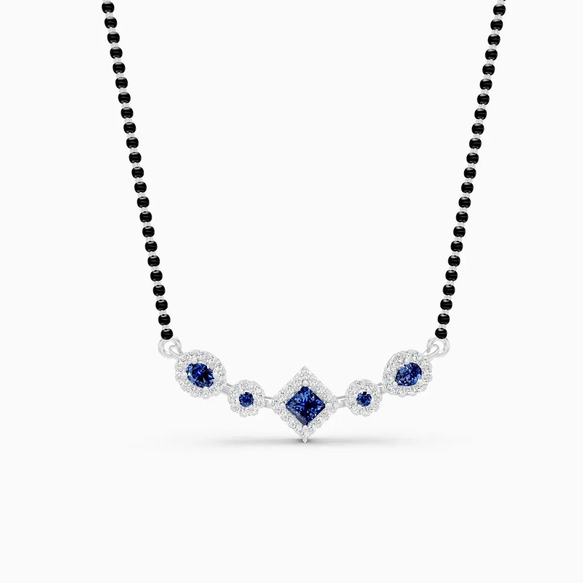 Royal Blue Sapphire and Lab Diamond Mangalsutra