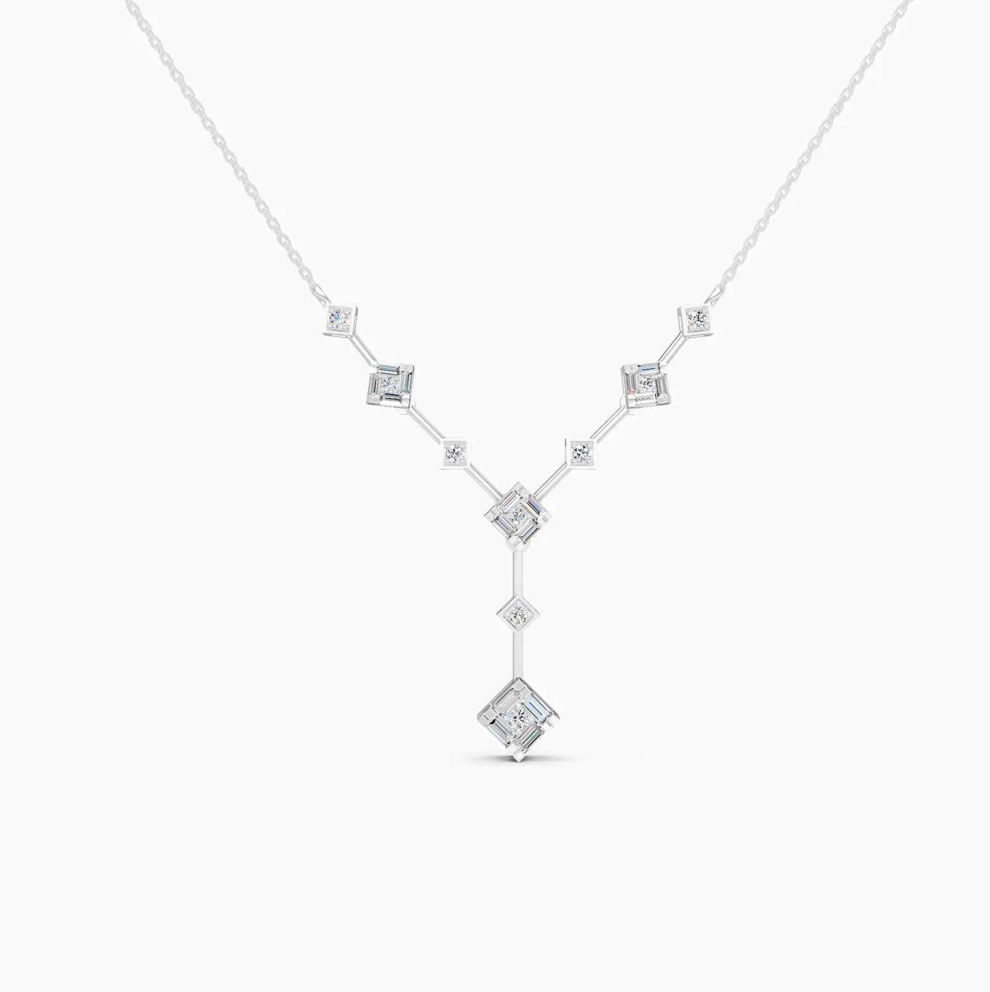 Stylish Two layer Lab Grown Diamond Charm Necklace