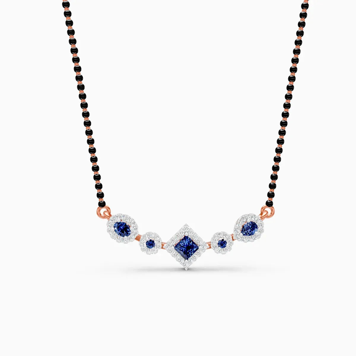 Royal Blue Sapphire and Lab Diamond Mangalsutra