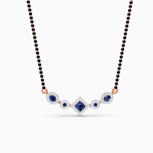 Royal Blue Sapphire and Lab Diamond Mangalsutra