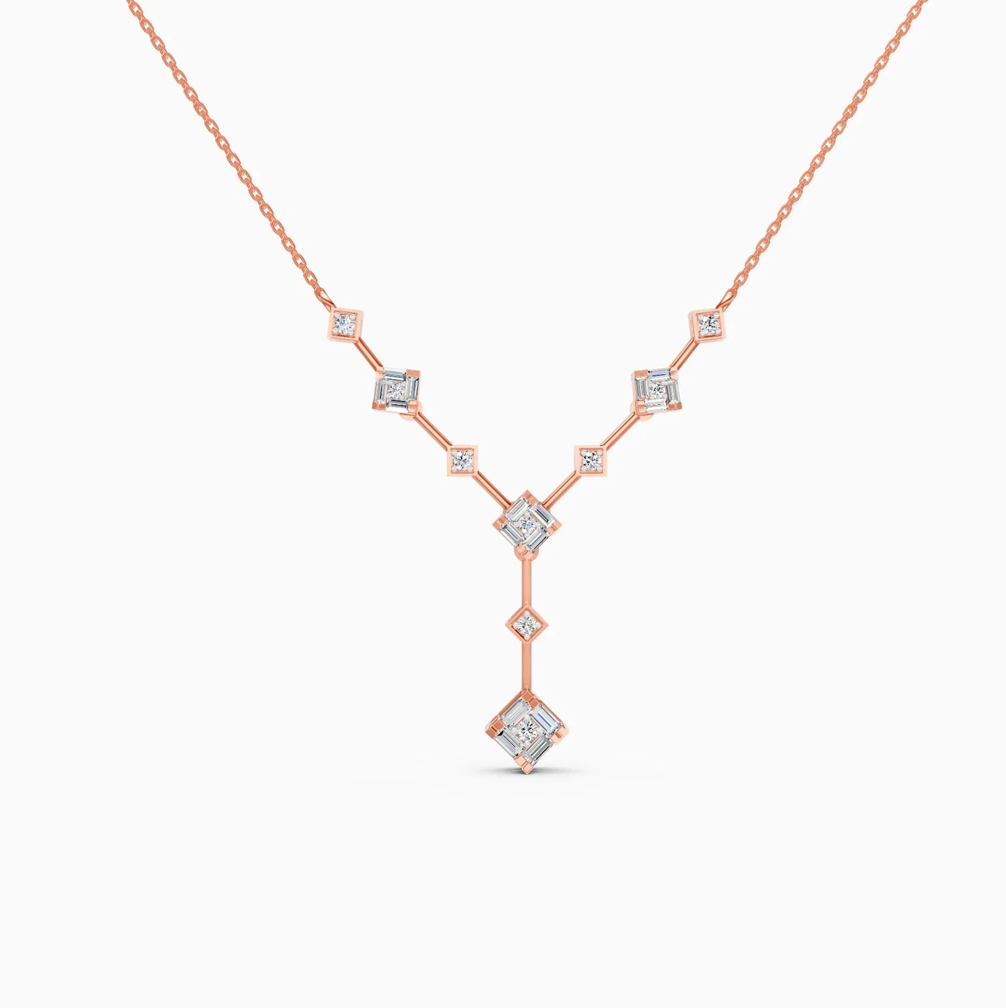 Stylish Two layer Lab Grown Diamond Charm Necklace