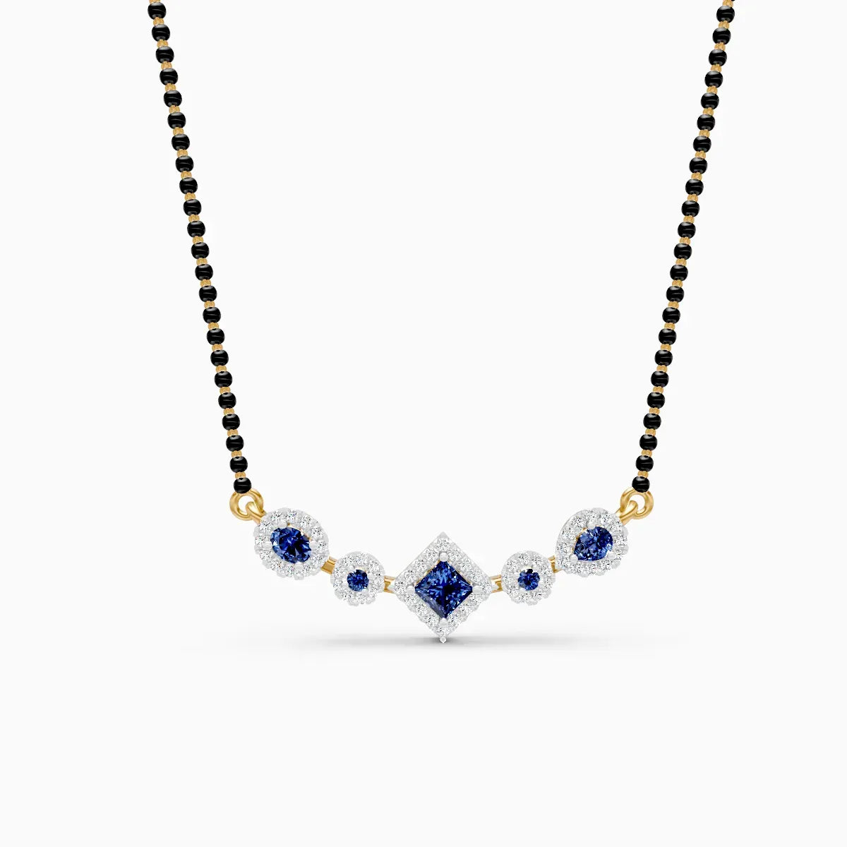 Royal Blue Sapphire and Lab Diamond Mangalsutra