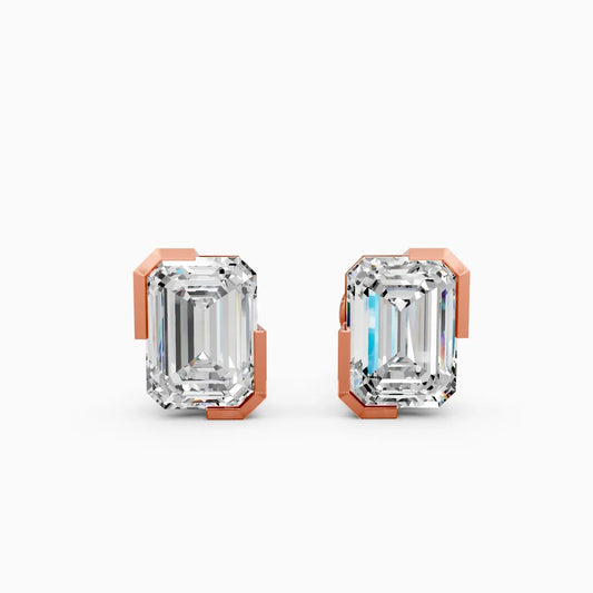 Emerald-Cut Solitaire Lab-Grown Diamond Stud Earrings