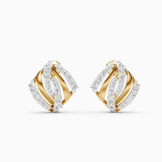 Criss-Cross Shine Diamond Stud Earrings