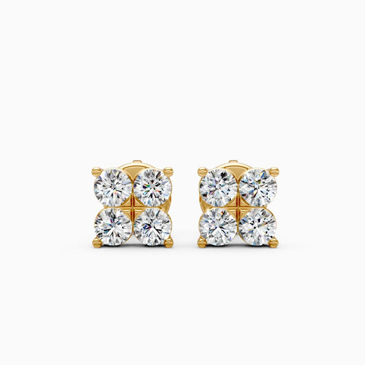 Four Lab Grown Diamond Clover Studs In Rose Gold