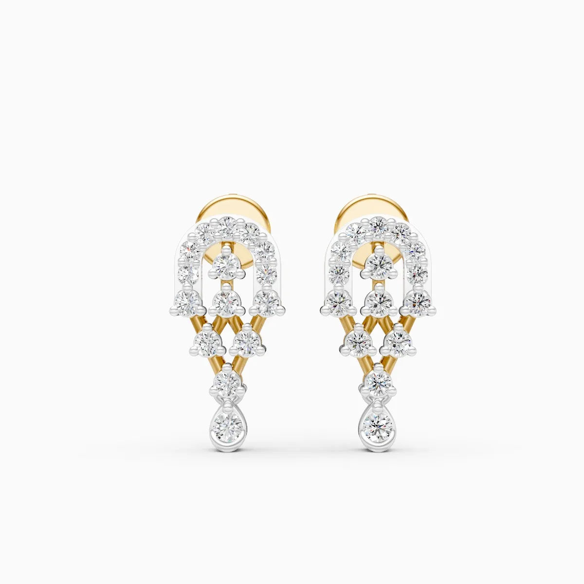 Round Two-Tone Lab Grown Diamond Earrings