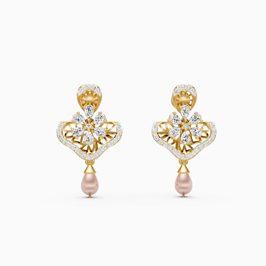 Celeste Crown Diamond Earrings with Floral Design
