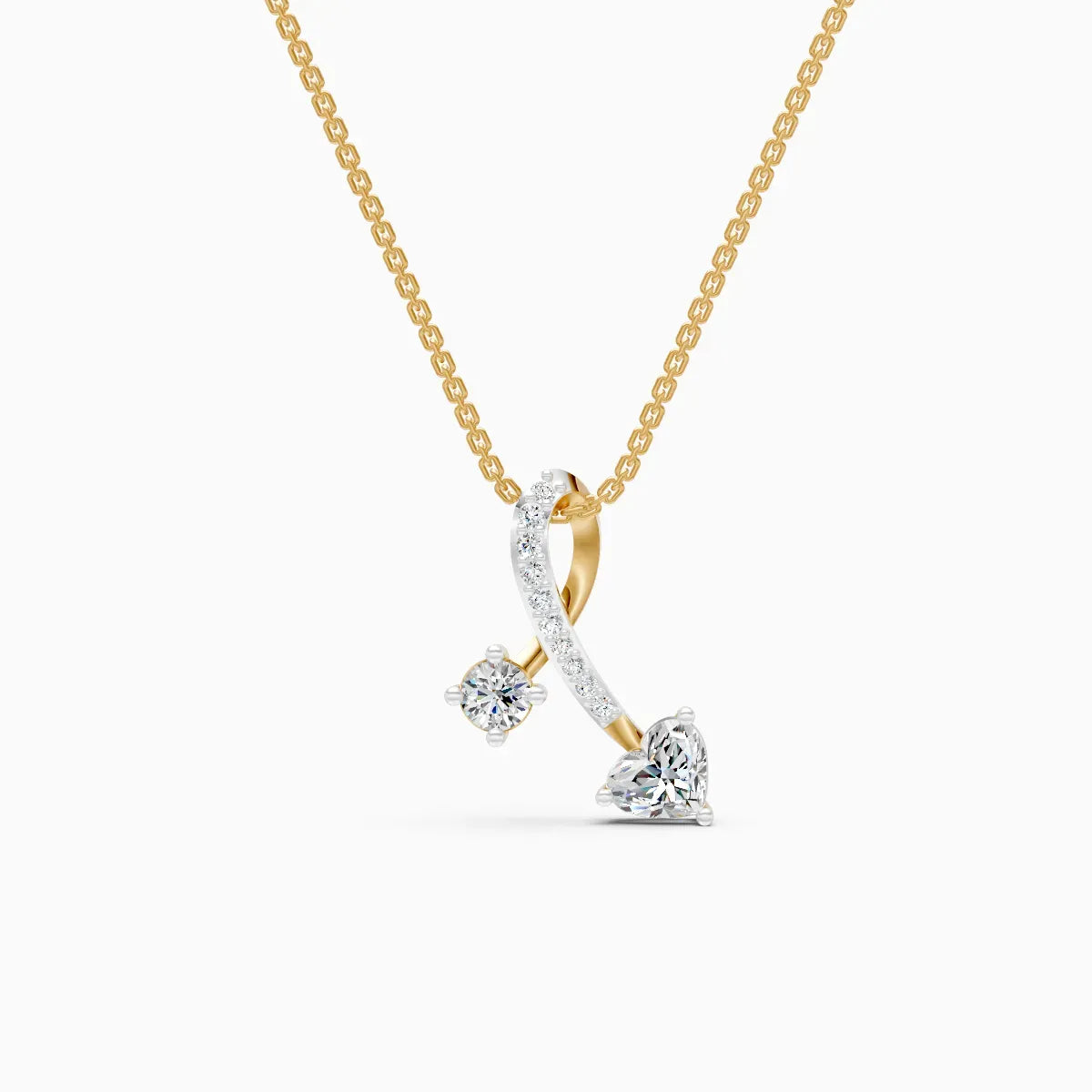 Two Stone Lab Diamond Gold Pendant