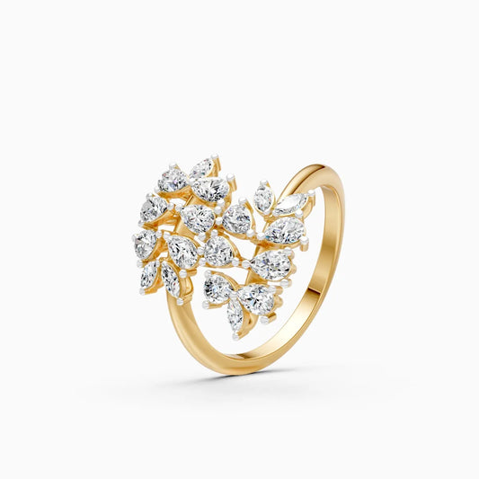 Leaf Style Diamond Cluster Ring