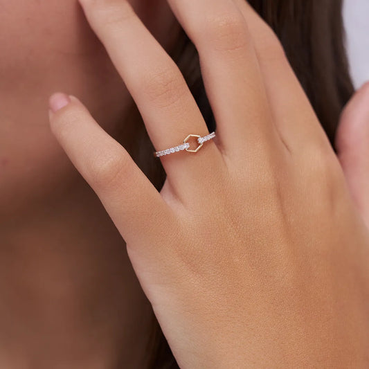 Modern Hex Link Ring