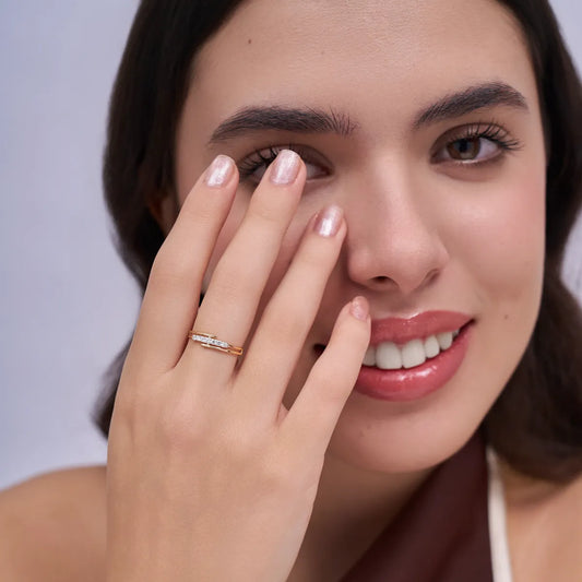 Split Band Diamond Bar Ring